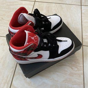 Jordan 1 Mid White Plaid (GS)